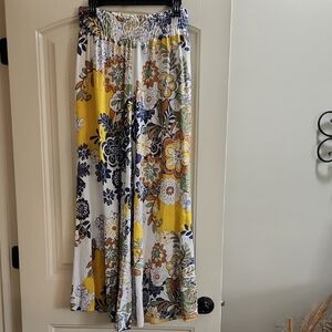 Floral Yellow and Blue Women's Skirt